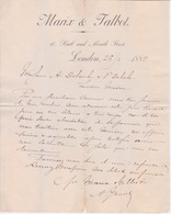 ANGLETERRE 1885 - LETTRE ENTETE LONDON - MARIX & TALBOT - Royaume-Uni