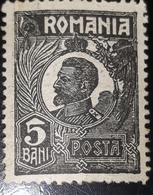Error Romania 1920 King Ferdinand 5 Bani Black, Error Printed Coloour At Frame Image - Errors, Freaks & Oddities (EFO)