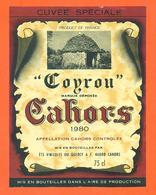 étiquette De Vin De Cahors Cuvée Coyrou 1980 Ets Vinicole Du Quercy à Cahors - 75 Cl - Cahors