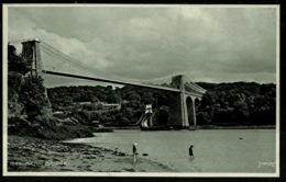 Ref 1264 - Early Judges Postcard - Menai Bridge  & Sailing Boat - Caernarvonshire Wales - Caernarvonshire