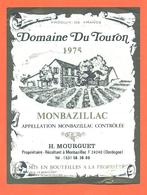 étiquette De Vin De Monbazillac Domaine Du Touron 1975 H Mourguet à Monbazillac - 75 Cl - Monbazillac
