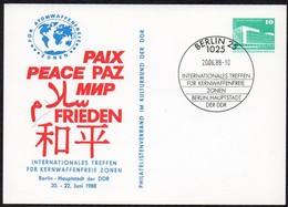 DDR 1988 Privatganzsache  10 Pfg.   Treffen Für Kernwaffenfreie Zonen , SoSt.  1025 BERLIN 25 - Private Postcards - Used