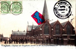 TIEGHEM - L'Eglise De Tieghem Des 11é Et 14é Siècles Restaurées - Carte Colorée Et Très Animée + Circulée En 1902 - Anzegem