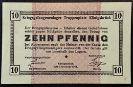 Billet 10 Pfennig LAGERGELD MONNAIE DE CAMP PRISONNIER DE GUERRE Kriegsgefangenenlager KÖNIGSBRÜCK - Sonstige & Ohne Zuordnung