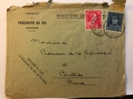 Enveloppe Du Ministere De La Justice à En-tête Du Parquet Du Procureur Du Roi à Verviers Avec Cachet Au Dos - 1900 – 1949