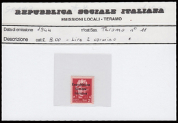 Italia: R.S.I. - TERAMO: Imperiale Del 1929 Soprastampato - Lire 2 Carminio - 1944 - Lokale/autonome Uitgaven