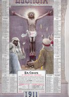 Lot De 2 Calendriers De "La Croix" 1911 Et 1912, La Très Ste Vierge à Pontmain Et Seigneur Pardonnez Leur....25 X 36 Cm - Grand Format : 1901-20