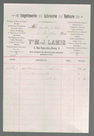 M-Facture Imprimerie-Librairie-Reliure - J.Lamis A Huy Le 8 Juillet 1898 Vers Bas-Oha - 1800 – 1899