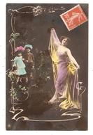 CPA Oranotypie - Style Art Nouveau - Femme Avec Voiles - Enfants -  (Neue Photographische Gesellschaft A.G Steglitz) - Other & Unclassified
