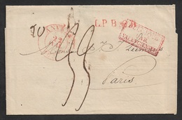 1835 LAC ANVERS 12 JUIL Pour PARIS - Rayon Belge LPB2R - Entrée Belgique Par Valenciennes - 1830-1849 (Belgique Indépendante)