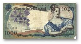 1000 Escudos - Ch. 10 - 19/05/1967 - P 172 - Sign. 1 - Serie MGJ - 5 Digit Serial # - Used - D. Maria II - PORTUGAL - Portugal