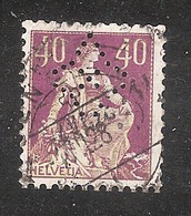 Perfin/perforé/lochung Switzerland Mi101 1908 Hélvetie Assise Avec épée   Quadrangle Star Union De Banques Suisse Genève - Gezähnt (perforiert)