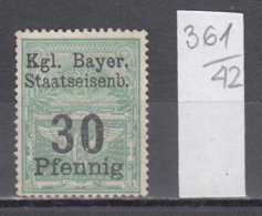 42K361 / Kgl. Bayer Staatseisenb 30 Pfennig , RAILWAY SYMBOL , Revenue Fiscaux Steuermarken , Germany Allemagne - Otros & Sin Clasificación