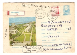 LETTRE ENTIER POSTAL RECOMMANDÉ ROUMANIE ROUMANIA ALEXANDRIA 1971 + AFFR. COMPL. AU DOS - PARIS BD CLICHY - MAMAIA - Postmark Collection