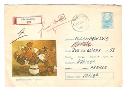 LETTRE ENTIER POSTAL RECOMMANDÉ ROUMANIE ROUMANIA ALEXANDRIA 1971 + AFFR. COMPL. AU DOS - PARIS BD CLICHY - LUCHIAN - Postmark Collection