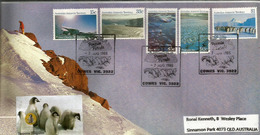 Paysages Du Territoire Antarctique Australien. FDC Oblitération Pingouins, Série AAT Nr 68/72, Année 1985 - Lettres & Documents