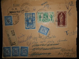 Monaco Lettre Recommandee De Monaco Ville 1951 Pour Apricale Avec Taxe , Joli Document - Briefe U. Dokumente