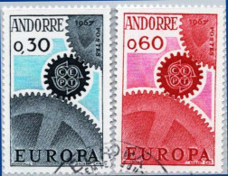 Andorra French Post 1967 2 Values Cancelled Cept Europe - 1967