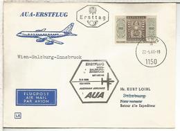 AUSTRIA 1966 CC PRIMER VUELO AUSTRIAN AIRLINES WIEN SALZBURG INNSBRUCK - Primi Voli