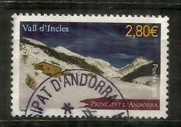 Paysage De La Vallée D'Incles, Parròquia De Canillo, Timbre Haute Faciale Pour  Recommandée,  Oblitéré.   1 ère Qualité - Used Stamps