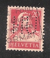 Perfin/perforé/lochung Switzerland No YT203 1925-1942 William Tell  HU  Helvetia-Unfall - Gezähnt (perforiert)