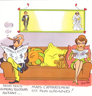 CPA à Système Pliable 18,5 Cm X 9 Cm Humour Illustrateur ROB VEL ROBERT PIERRE VELTER Vieux Couple Amour Divan - Robert