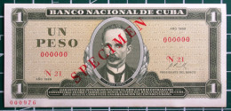 Delcampe - 1969, SPECIMEN, Billete De Un Peso, UNC. Primera Decada De La Revolución. - Cuba