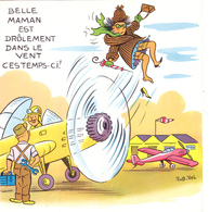 Delcampe - CPA à Système Pliable 18,5 Cm X 9 Cm Humour Illustrateur ROB VEL ROBERT PIERRE VELTER Belle Mère Dans Le Vent - Avion - Robert