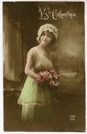 Delcampe - CPA - Carte Postale - Fantaisie - Vive Sainte Catherine - Femme - Fleurs - 1914 (M7017) - St. Catherine