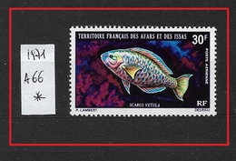 AFARS E ISSAS   1971 Posta Aerea - Vita Marina   Scarus Vetula, Queen Parrotfish   Hinged  Yvert Pa 66 - Gebraucht