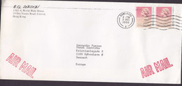 Hong Kong (Red) Air Mail Cds. HONG KONG 1988 Cover Brief Denmark 2x QEII 90c. (Ohne Jahreszahl) - Brieven En Documenten