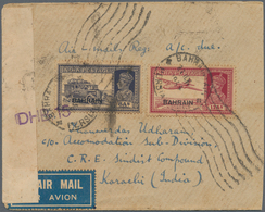 Bahrain: 1944 Censored Airmail Cover To Karachi, Franked By KGVI. 8a. And 12a. Both Optd. "BAHRAIN", - Bahrain (1965-...)