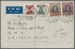 Bahrain: 1947 Registered Airmail Cover From Bahrain To B.M.A. ERITREA, Franked By 13 KGVI. Definitiv - Bahrain (1965-...)