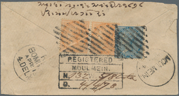 Birma / Burma / Myanmar: 1878. Registered India Postal Stationery Envelope Half Anna Blue (faults) U - Myanmar (Burma 1948-...)