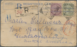 Birma / Burma / Myanmar: 1894, Indian Registered Stationery Envelope Uprated With 1 And 4 Annas QV W - Myanmar (Burma 1948-...)