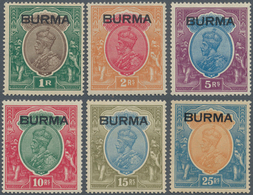 Birma / Burma / Myanmar: 1937, India KGV Definitives With Opt. 'BURMA' Complete Set Of 18 To 25r., M - Myanmar (Burma 1948-...)