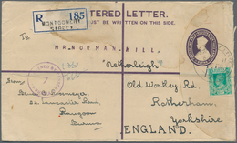 Birma / Burma / Myanmar: 1941. Registered Postal Stationery Envelope 'four Anna' Purple (soiled) Upg - Myanmar (Burma 1948-...)