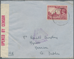 Birma / Burma / Myanmar: 1941. Envelope Addressed To Ireland Bearing Burma SG 25, 2a 6p Claret) Tied - Myanmar (Burma 1948-...)