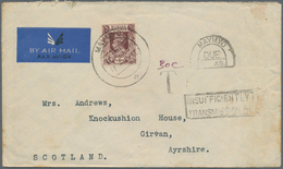 Birma / Burma / Myanmar: 1941. Air Mail Envelope Addressed To Scotland Bearing SG 22, 1a Brown Tied - Myanmar (Birmanie 1948-...)