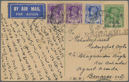 Birma / Burma / Myanmar: 1941. Air Mail Burma Postal Stationery Card 'half Anna On 9 Pies' Green Upg - Myanmar (Birmanie 1948-...)