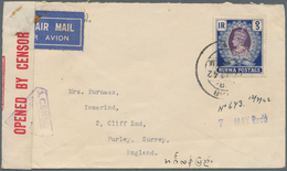 Birma / Burma / Myanmar: 1942. Air Mail Envelope Addressed To England Bearing Burma SG 30, 1r Blue A - Myanmar (Burma 1948-...)