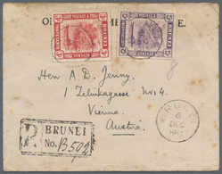 Brunei: 1913, 3c. Scarlet And 25c. Deep Lilac On Registered Cover From "BRUNEI 6 DEC 1913" To Vienna - Brunei (1984-...)