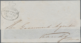 Ceylon / Sri Lanka: 1843. Pre Stamp Cover Front Addressed To 'The Government Agent Of The Central Pr - Sri Lanka (Ceylon) (1948-...)