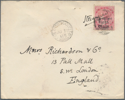 Ceylon / Sri Lanka: 1885. Envelope Addressed To England Bearing SG 168, 28c On 48c Rose Tied By '87' - Sri Lanka (Ceylon) (1948-...)