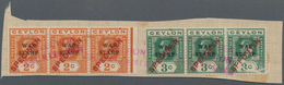 Ceylon / Sri Lanka: 1918, 5 Strips Of 3 "specimen" In Blue Or Red, On UPU Album Page, Red Overprint - Sri Lanka (Ceylon) (1948-...)