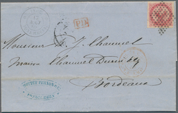 Französisch-Indien: 1869. Folded Letter Addressed To France Bearing French General Colonies 'Eagle' - Covers & Documents