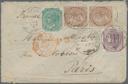 Französisch-Indien: 1872. Envelope (minor Faults) Addressed To France Bearing India SG 56, 8p Purple - Storia Postale