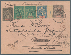 Französisch-Indien: 1904. Postal Stationery Envelope 0.15 On 25c Black Upgraded With Yvert 1, 1c Bla - Storia Postale