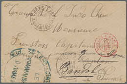 Französisch-Indochina: 1893. Stamp-less Envelope Addressed To France Endorsed 'Troupes De L'Indo-Chi - Storia Postale