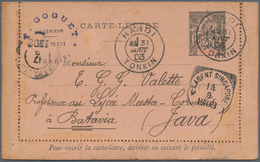 Französisch-Indochina: 1903. French Indo-China Postal Stationery Letter Card 25c Black/buff Cancelle - Covers & Documents